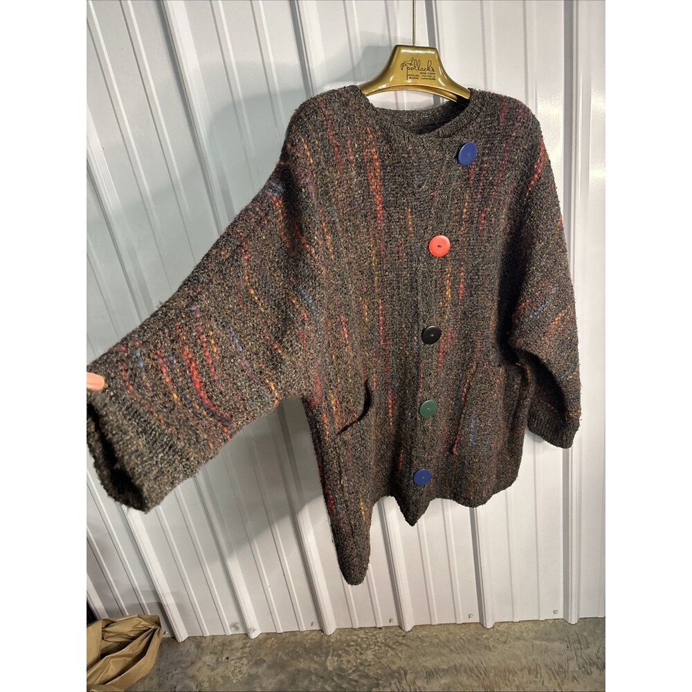 Vintage Brown Multicolor Fleck Button-Front Cardigan - Picture 4 of 7